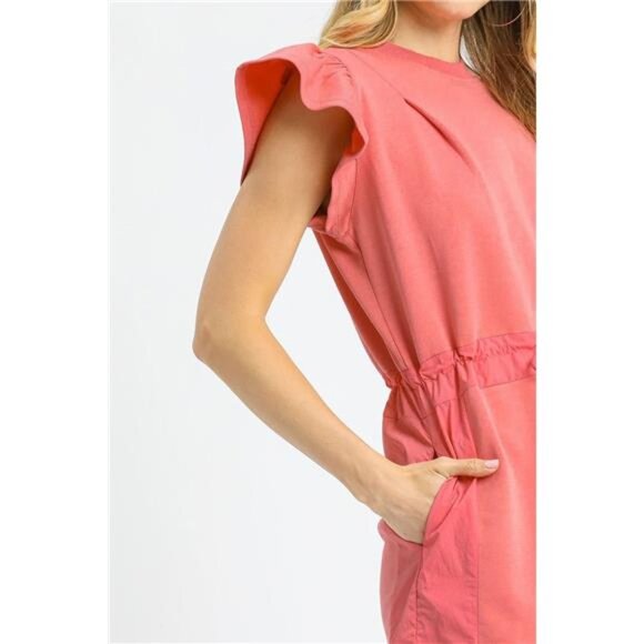 NWt Umgee Luxe knit‎ Ruffle Sleeve Drawstring Mini Dress - Picture 2 of 3